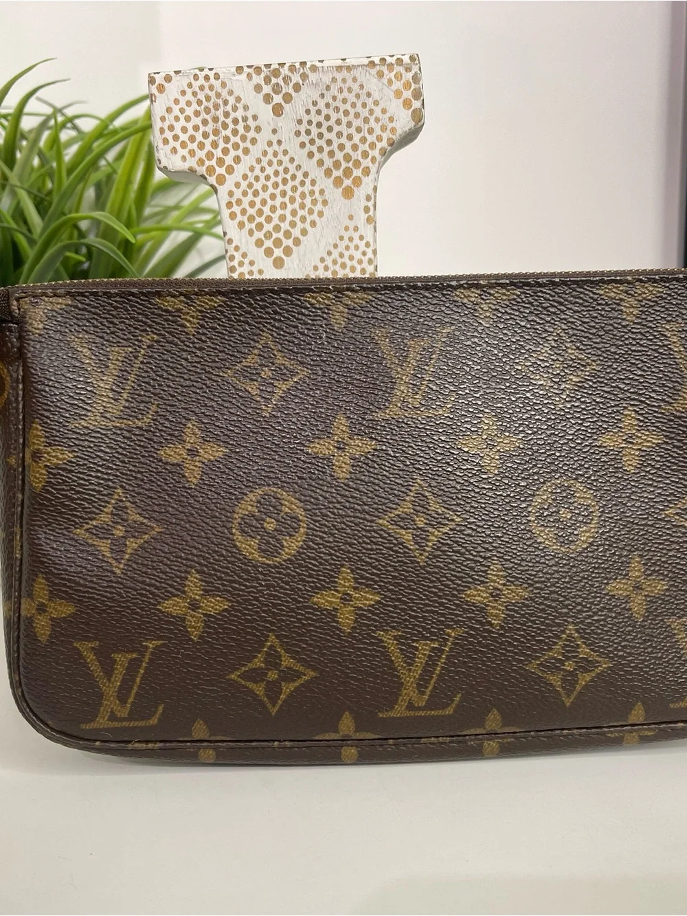 Louis Vuitton Monogram Canvas Pouch in Brown and Gold